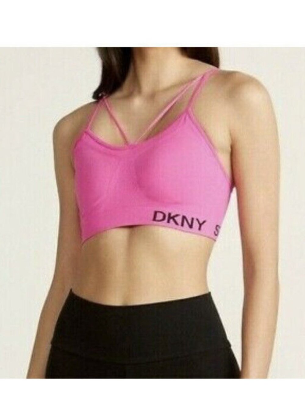 DKNY Womens Activewear Seamless Strappy Low Impact Sports Bra